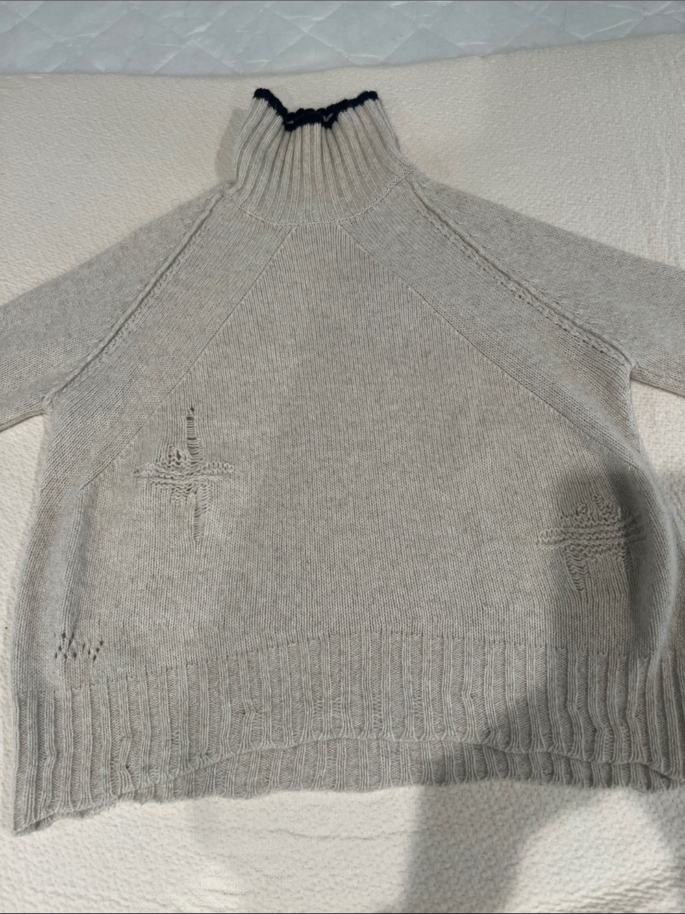 Zadig & Voltaire wool blend Turtleneck in neutral off white.  Made in Italy